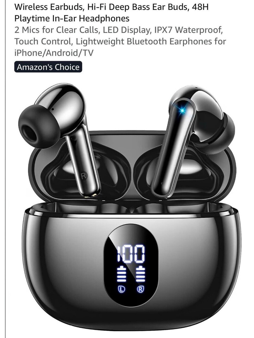 Paid 35, Bluetooth Ear Buds with Big Bass Stereo Sound, 48 hr playtime Dark Blue